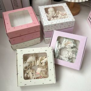 gift box with transparent window custom logo hair accessories packaging gift box