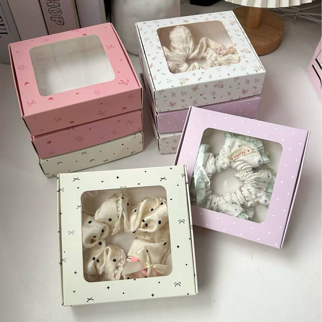 gift box with transparent window custom logo hair accessories packaging gift box gift box with transparent window custom logo hair accessories packaging gift box