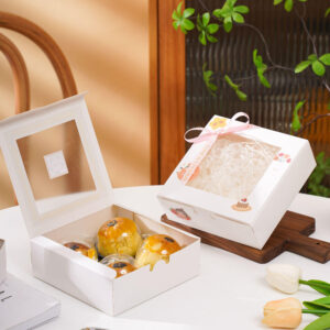 cake packaging box custom food grade cardboard cake box with window insert for dessert display and transport